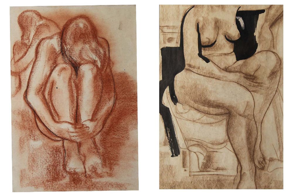 Lot 216 - NUDE STUDY (A PAIR) by George Campbell