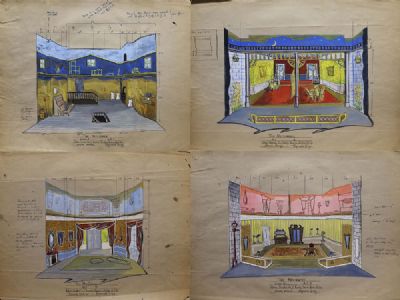FIVE SET DESIGNS FOR THE MATCHMAKER by THORNTON WILDER AT THE GAIETY THEATRE, 1956 by Reginald Gray  at deVeres Auctions