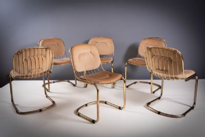 A SET OF SIX GILT METAL DINING CHAIRS, ITALIAN, by GASTONE RINALDI,  at deVeres Auctions