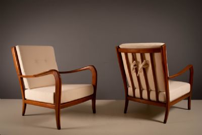 A PAIR OF TEAK FRAMED ARMCHAIRS, ITALIAN 1960s at deVeres Auctions