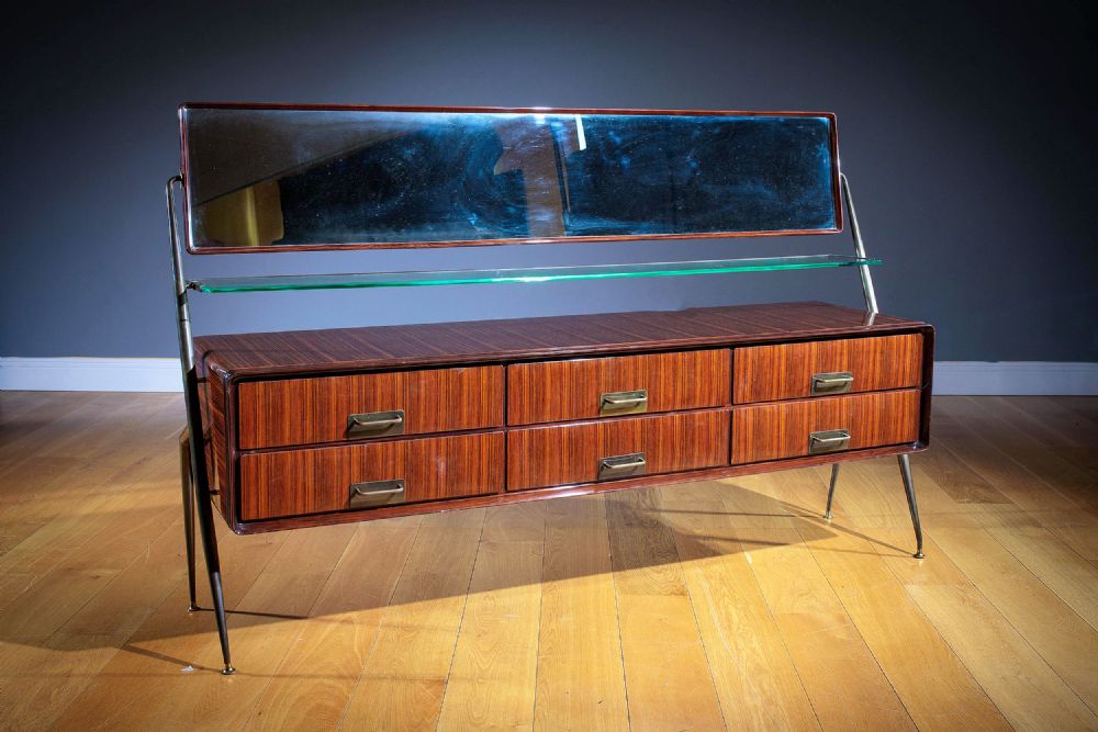 Lot 65 - A FINE ROSEWOOD AND BRASS DRESSING TABLE by SILVIO CAVATORTA, I