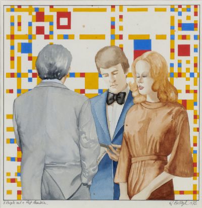 3 PEOPLE AND A PIET MONDRIAN by Robert Ballagh sold for €6,000 at deVeres Auctions