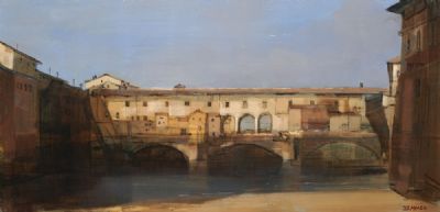 LIGHT FALLING ON THE PONTE VECCHIO, FLORENCE, ITALY by Martin Mooney sold for €3,000 at deVeres Auctions
