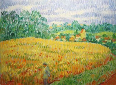 POPPY FIELDS, NERJA by Desmond Carrick  at deVeres Auctions