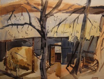 WINTER TREES IN A COURTYARD by Desmond Carrick  at deVeres Auctions