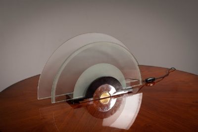 AN ART DECO GLASS AND CHROME DESK LIGHT. at deVeres Auctions