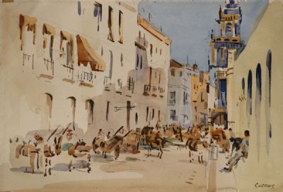 MARKET DAY by Desmond Carrick sold for €300 at deVeres Auctions