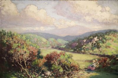 FIGURES IN A RURAL LANDSCAPE by George Russell AE, at deVeres Auctions
