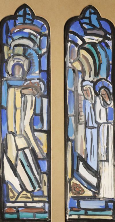 STUDY FOR THE ENTOMBMENT STAINED GLASS WINDOWS by Evie Hone  at deVeres Auctions