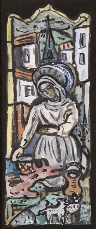 ST. BRIGID - STUDY FOR STAINED GLASS WINDOW by Evie Hone  at deVeres Auctions