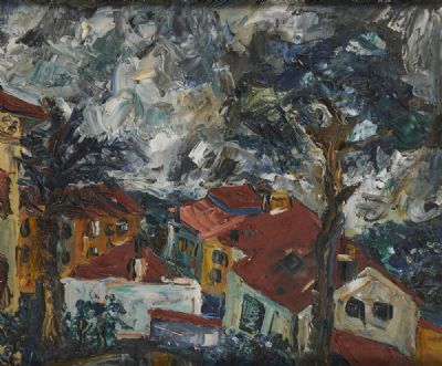 CRETON VILLAGE IN A STORM by Kenneth Hall  at deVeres Auctions