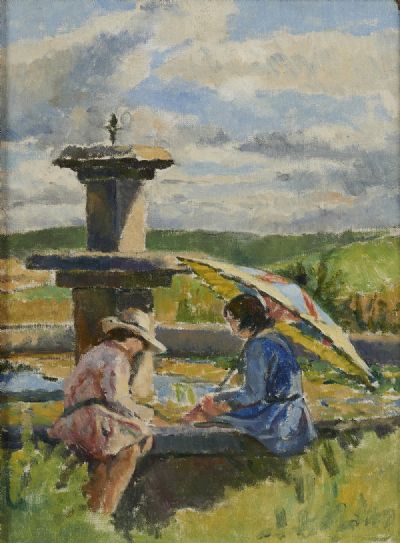 BETTY AND BABIN by A FOUNTAIN by Mainie Jellett  at deVeres Auctions