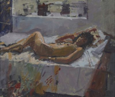 NUDE ON BED by Ken Howard  at deVeres Auctions