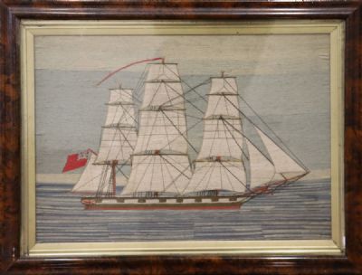 150 by A WOOL WORK PICTURE OF A FRIGATE  at deVeres Auctions