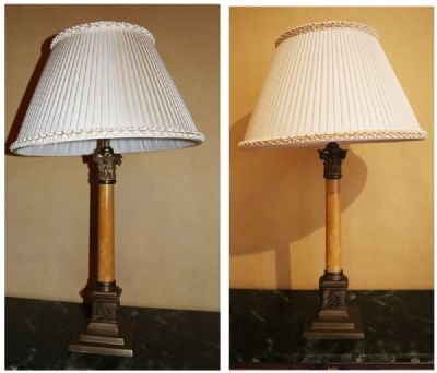 237 by A 'SIENA' MARBLE CORINTHIAN LAMPS  at deVeres Auctions