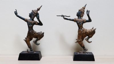 270 by A PAIR OF GILT BRONZE ORIENTAL DANCERS  at deVeres Auctions