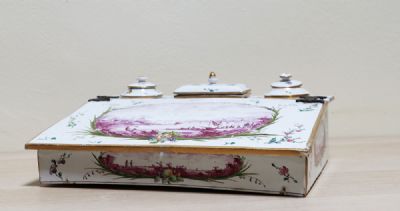 272 by A HAND PAINTED DELFT SLOPE FRONT DESK TIDY  at deVeres Auctions