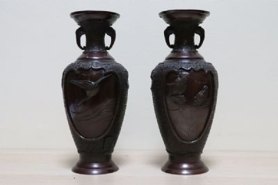 288 by A PAIR OF JAPANESE BRONZE VASES  at deVeres Auctions