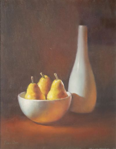 STILL LIFE WITH PEARS AND CERAMIC VASE by Peter Dee  at deVeres Auctions