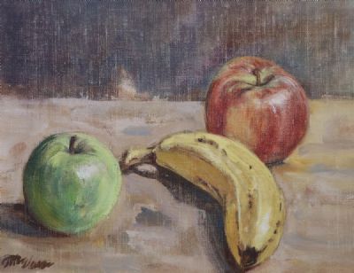 STILL LIFE, APPLES & BANANA by Fred McElwee  at deVeres Auctions