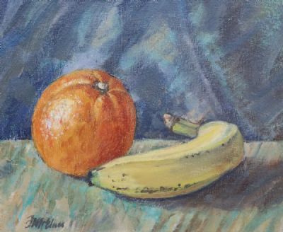 STILL LIFE, ORANGE AND BANANA by Fred McElwee  at deVeres Auctions
