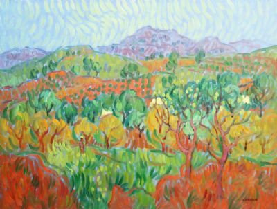 STROLLING THE HILLS, NERJA by Desmond Carrick  at deVeres Auctions