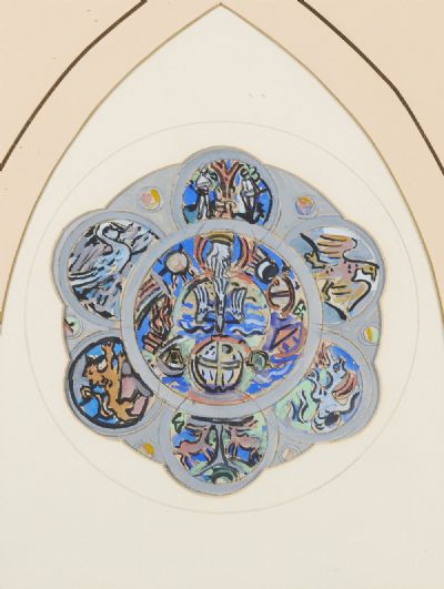 STUDY FOR A ROSE WINDOW IN LOUGHREA CATHEDRAL, CO GALWAY by Evie Hone  at deVeres Auctions