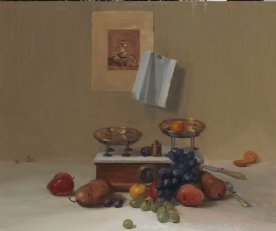 STILL LIFE WITH FRUIT AND SCALES by Niccolo D'ardia Caracciolo  at deVeres Auctions