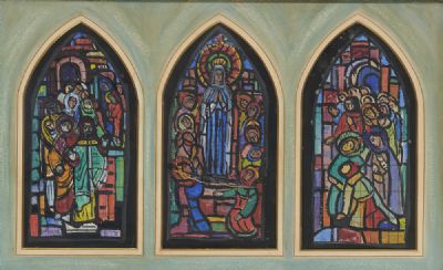 PENTECOST, STUDY FOR A STAINED GLASS WINDOW AT BLACKROCK COLLEGE, CO. DUBLIN by Evie Hone  at deVeres Auctions