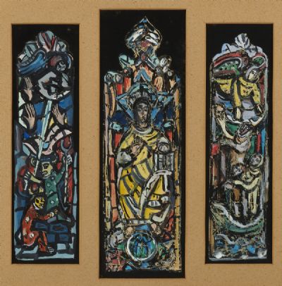 TRIPTYCH STUDY FOR A STAINED GLASS WINDOW by Evie Hone  at deVeres Auctions