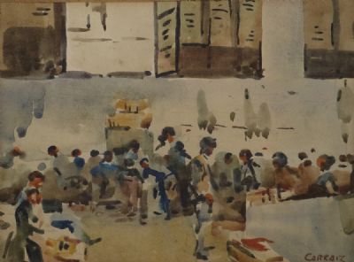 INTERIOR OF A MARKET by Desmond Carrick  at deVeres Auctions