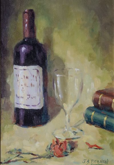 STILL LIFE - WINE AND GLASS by James S. Brohan  at deVeres Auctions