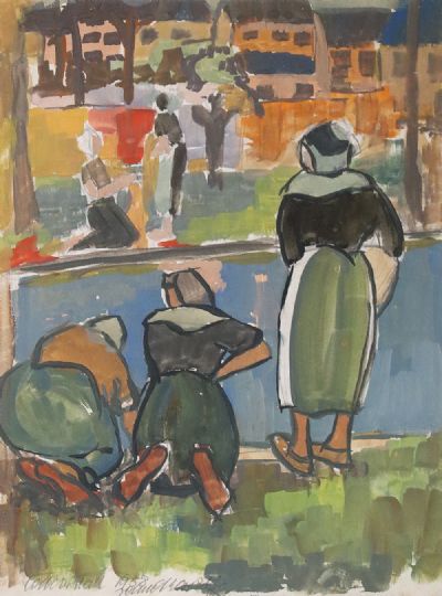 WASHERWOMEN AT CONCARNEAU by John O'Leary  at deVeres Auctions