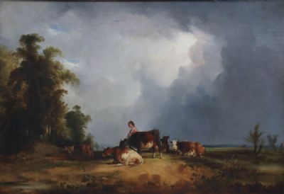 HERDING CATTLE by William Shayer Senior  at deVeres Auctions