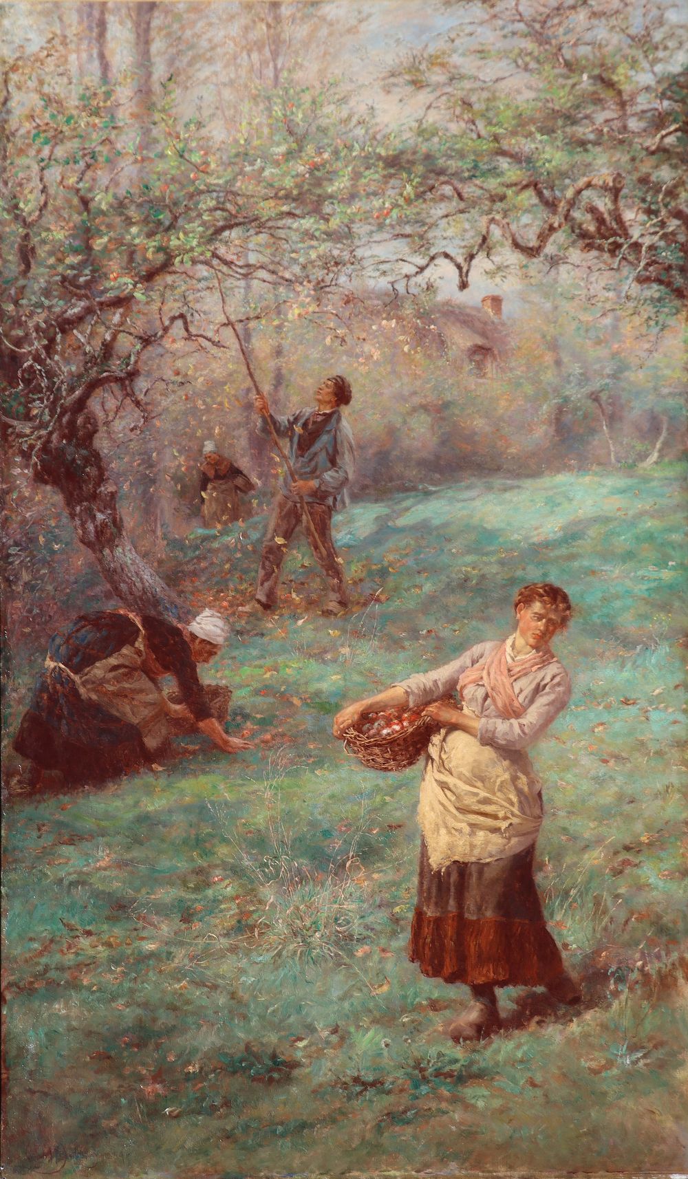 Lot 30 - GATHERING APPLES, NORMANDY by William John Hennessy
