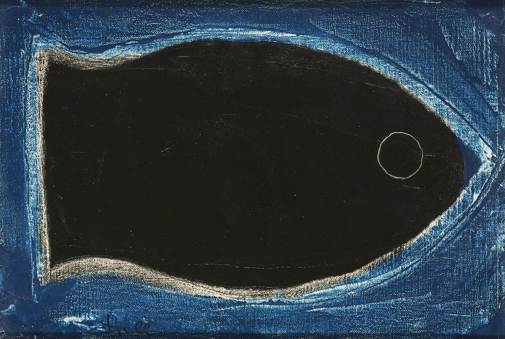 Lot 35 - FISH ON BLUE by Kenneth Hall