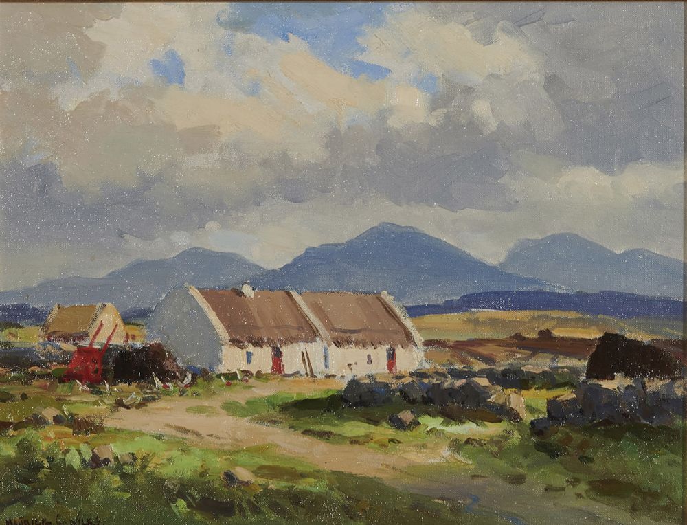Lot 60 - CONNEMARA COTTAGES NEAR CASHEL by Maurice Canning Wilks