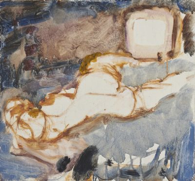 MARIE - STUDY FOR A NUDE WITH TELEVISION SET, 1987 by Barrie Cooke sold for €900 at deVeres Auctions