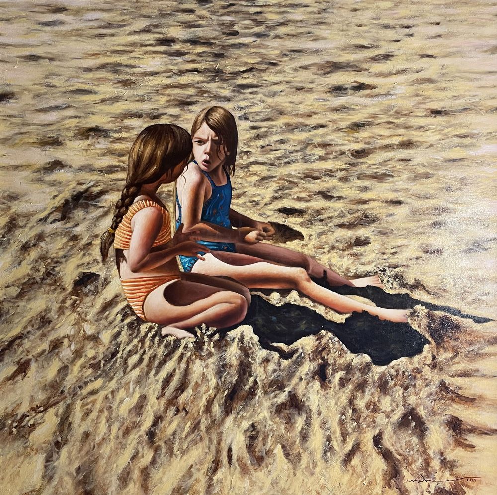 CHILDREN ON A BEACH by RASHER  at deVeres Auctions