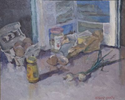 STILL LIFE WITH EGG SHELLS by Desmond Hickey sold for €300 at deVeres Auctions