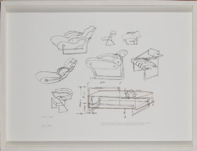 THE EILEEN GRAY SKETCHES PRINT OF NON CONFORMIST CHAIR AND DAY BED by Eileen Gray  at deVeres Auctions
