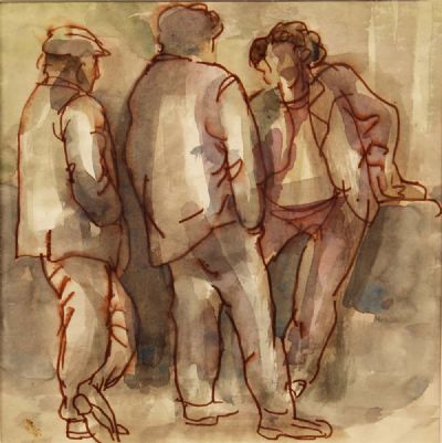 THREE MEN CHATTING by George Campbell  at deVeres Auctions